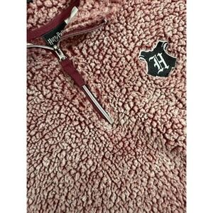 Harry Potter Hogwarts Teddy bear Fleece Women's M 8-10  Maroon 1/4 zip‎